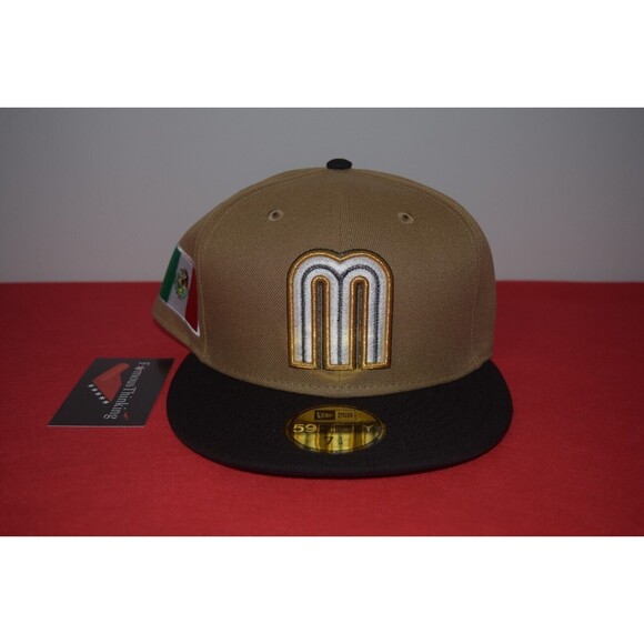 New Era Mexico WBC Baseball Hat Gold Mocha 59Fifty RARE STYLE NPB LMB MLB LMP - Picture 1 of 9